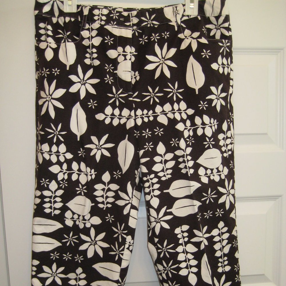 Talbots Brown and White Stretch Capris size 16